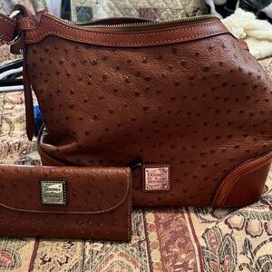 Low start Dooney & Bourke Ostrich hobo shoulder bag and matching wallet.